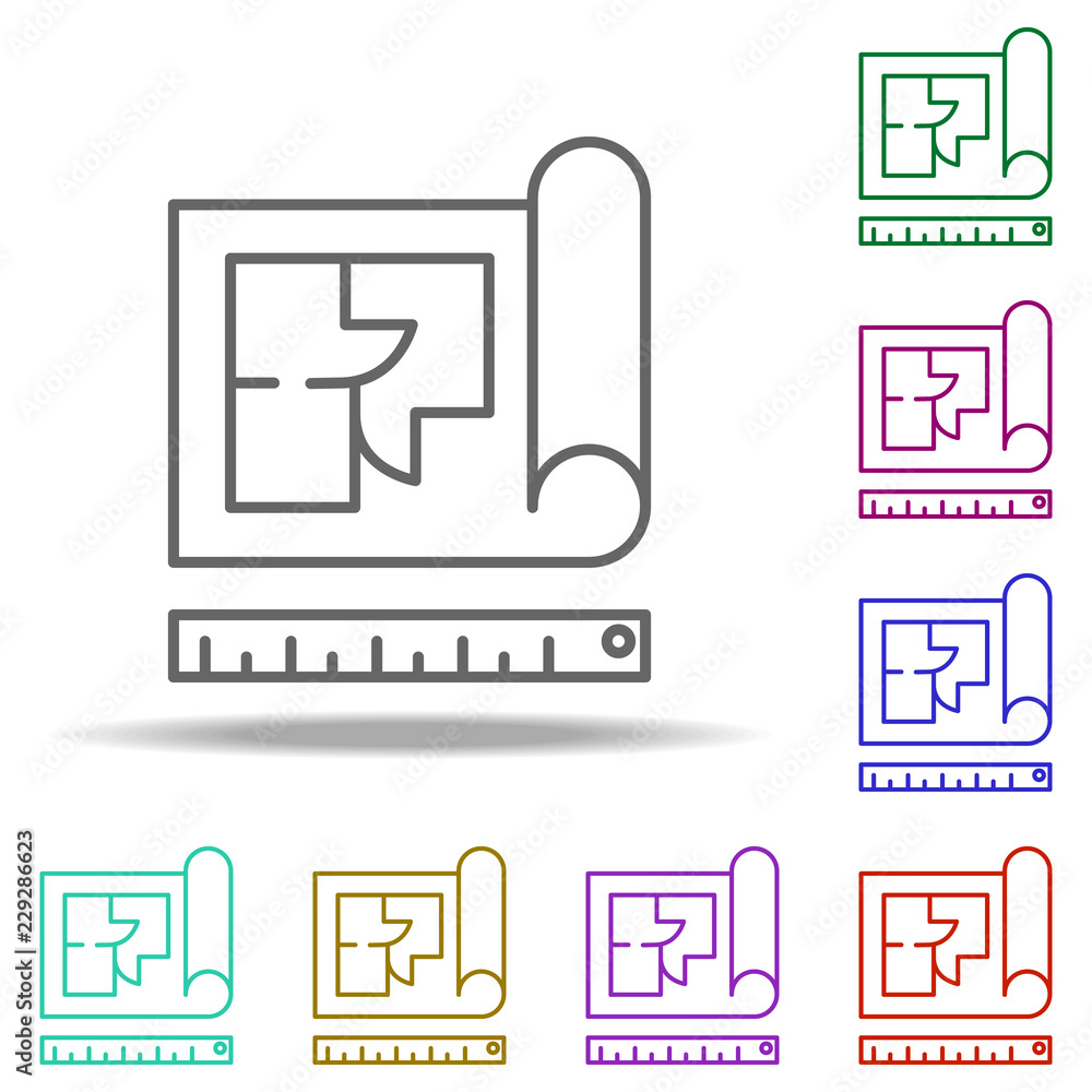 Poster construction drawing outline icon. elements of construction in multi color style icons. simple icon 