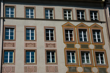 Old building painted facade. Munich, Germany