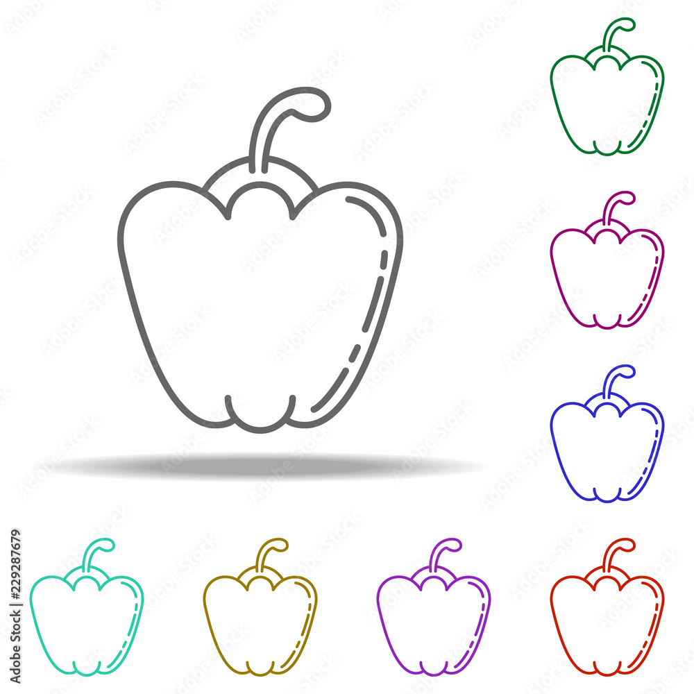 Poster bell pepper dusk icon. elements of vegetables in multi color style icons. simple icon for websites, 