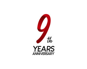 9 anniversary logo vector red ribbon