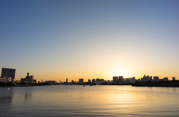 evening view of  Tokyo Odaiba beach 