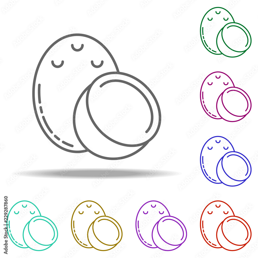 Poster coconut dusk icon. elements of vegetables in multi color style icons. simple icon for websites, web 