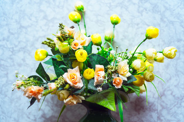 Bouquet of different artificial flowers