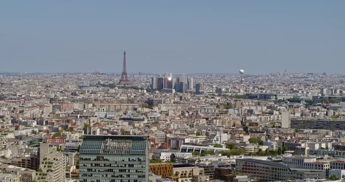 France Paris Aerial v27 Panning around and crossing through Boulogne Billancourt with blimp view 8/18