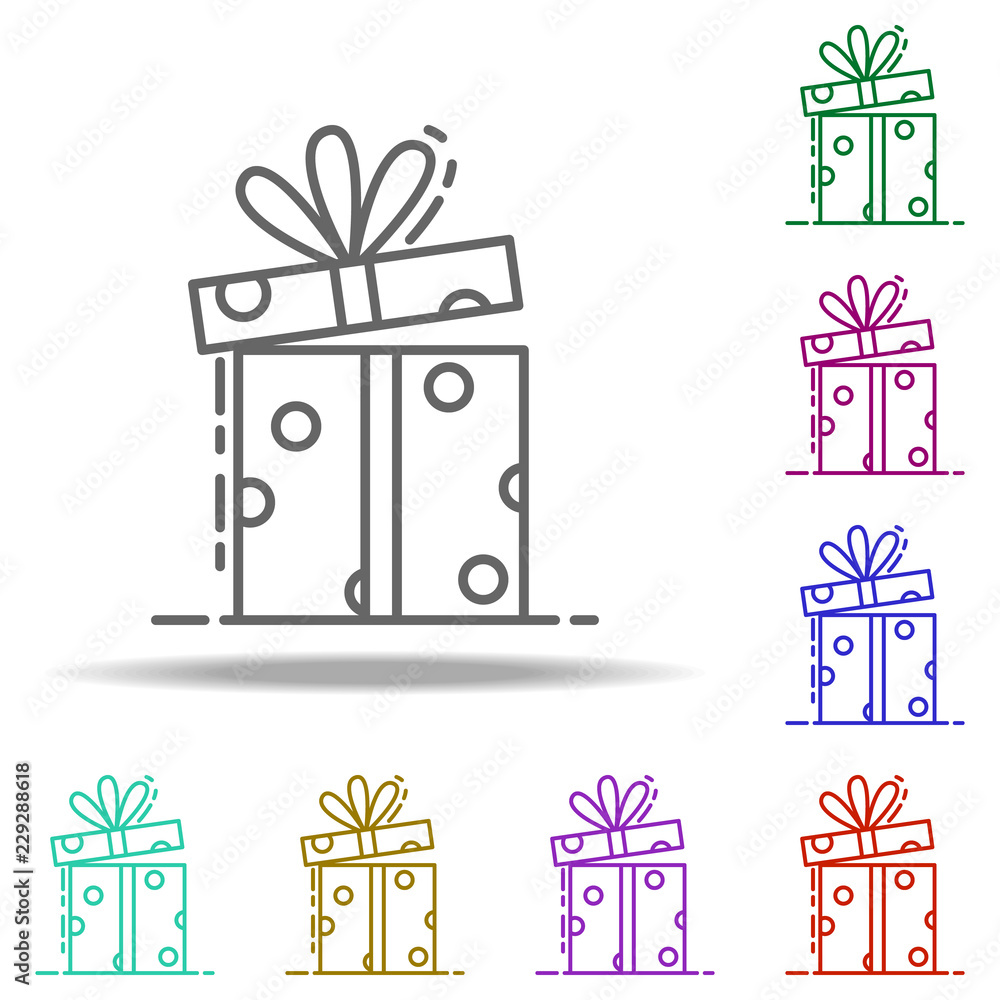 Poster gift box dusk icon. elements of birthday in multi color style icons. simple icon for websites, web d