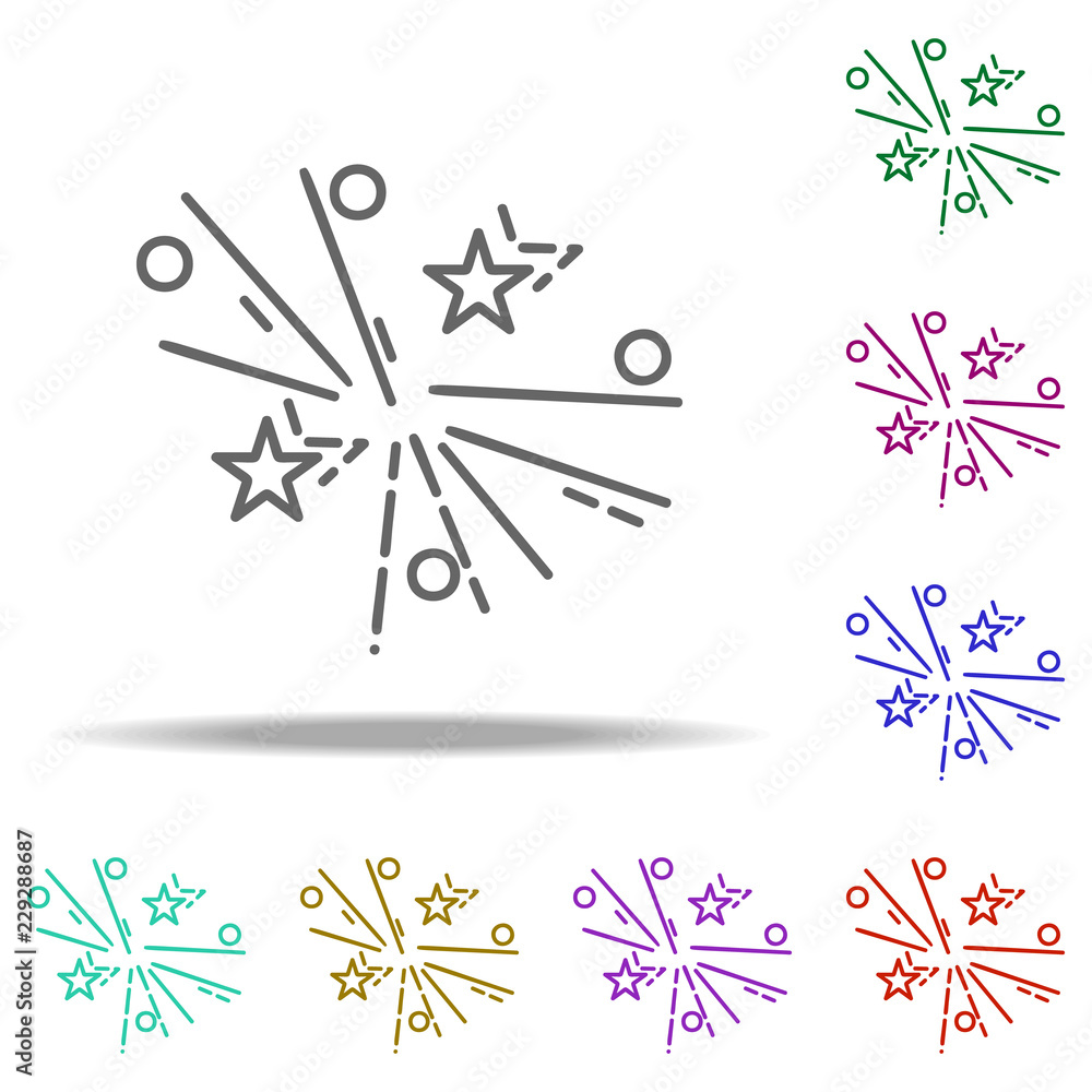 Poster firework dusk icon. elements of birthday in multi color style icons. simple icon for websites, web d