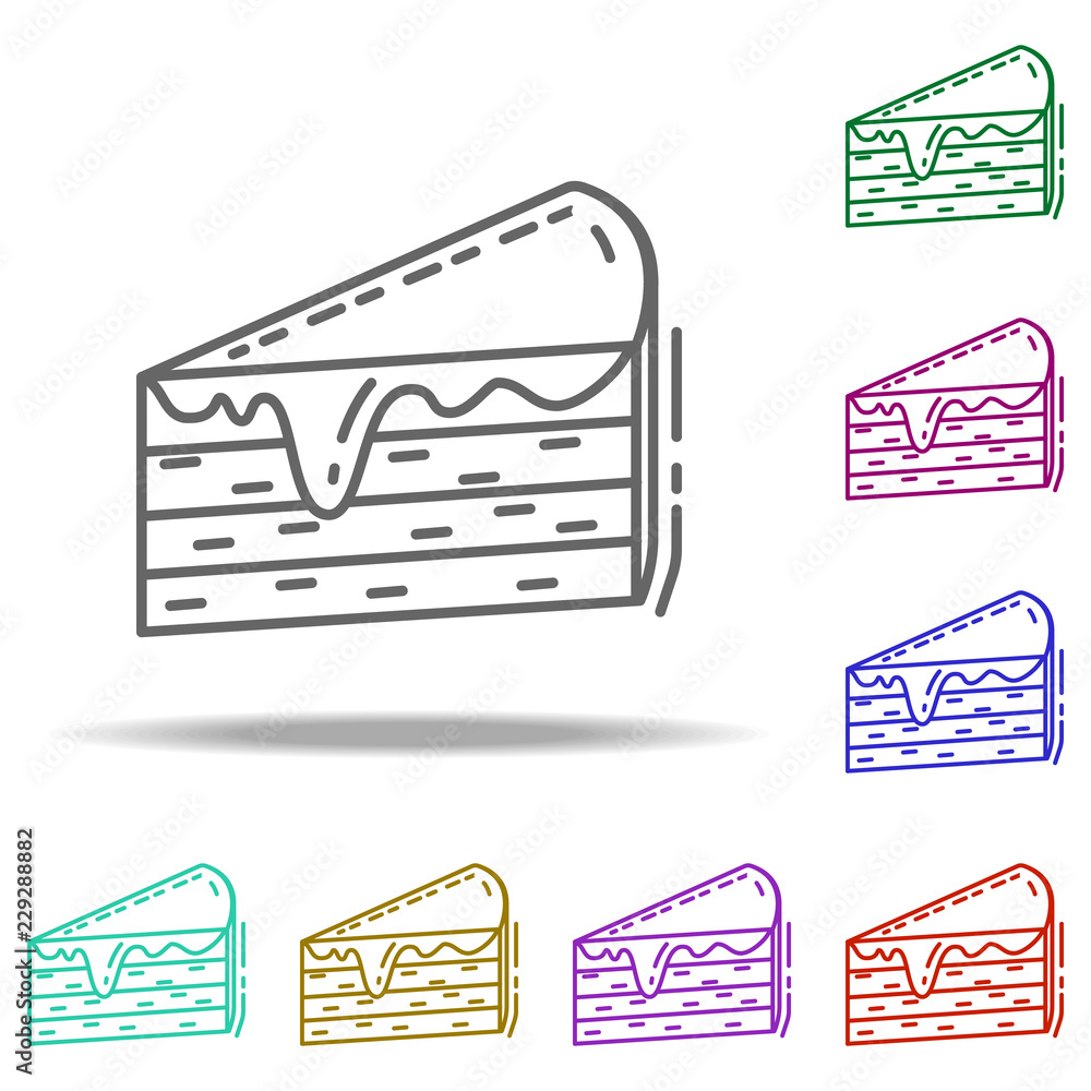 Poster piece of cake dusk icon. elements of birthday in multi color style icons. simple icon for websites, 