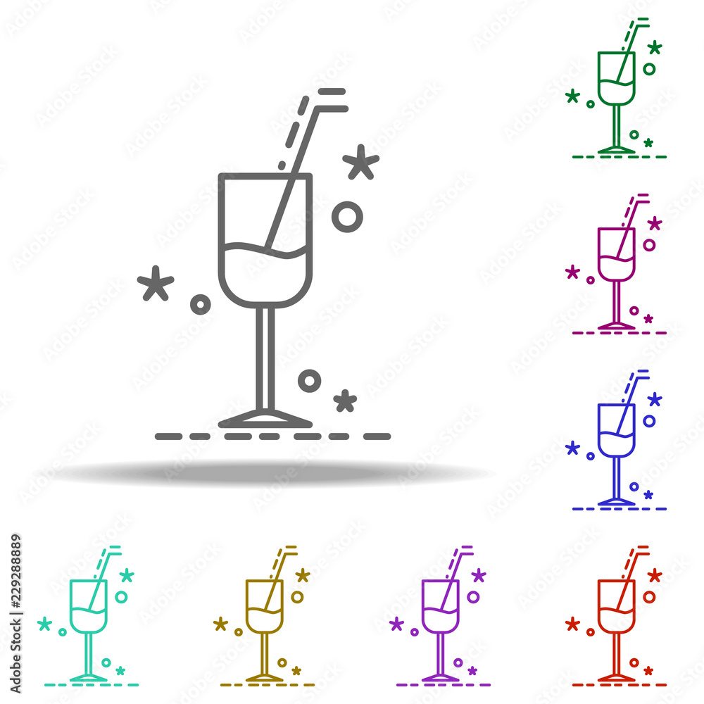 Poster glass of champagne dusk icon. elements of birthday in multi color style icons. simple icon for websi