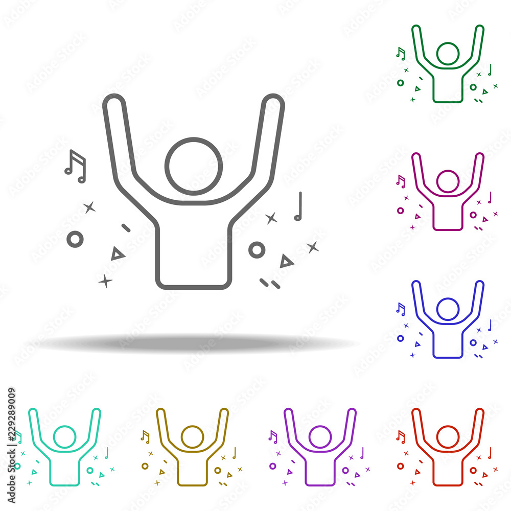 Poster joyful person dusk icon. elements of birthday in multi color style icons. simple icon for websites, 