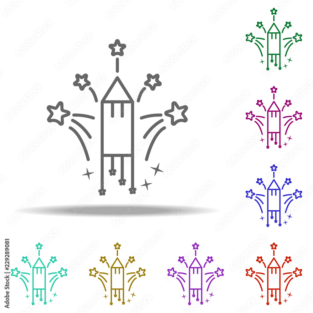 Poster fireworks dusk icon. elements of birthday in multi color style icons. simple icon for websites, web 
