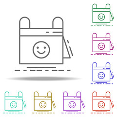 calendar withsmiley dusk icon. Elements of Birthday in multi color style icons. Simple icon for websites, web design, mobile app, info graphics