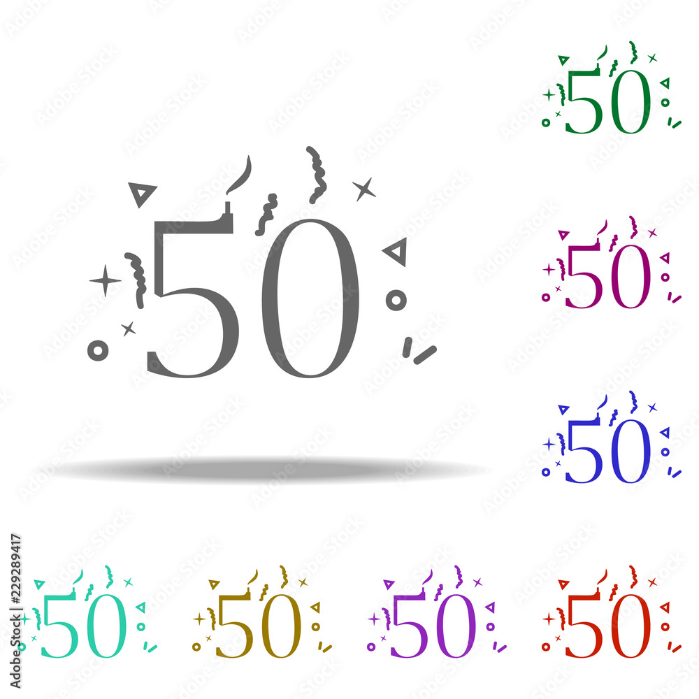 Poster anniversary of 50th dusk icon. elements of birthday in multi color style icons. simple icon for webs