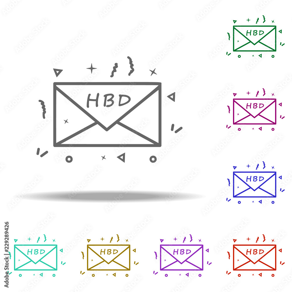 Poster letter with birthday greeting dusk icon. elements of birthday in multi color style icons. simple ico