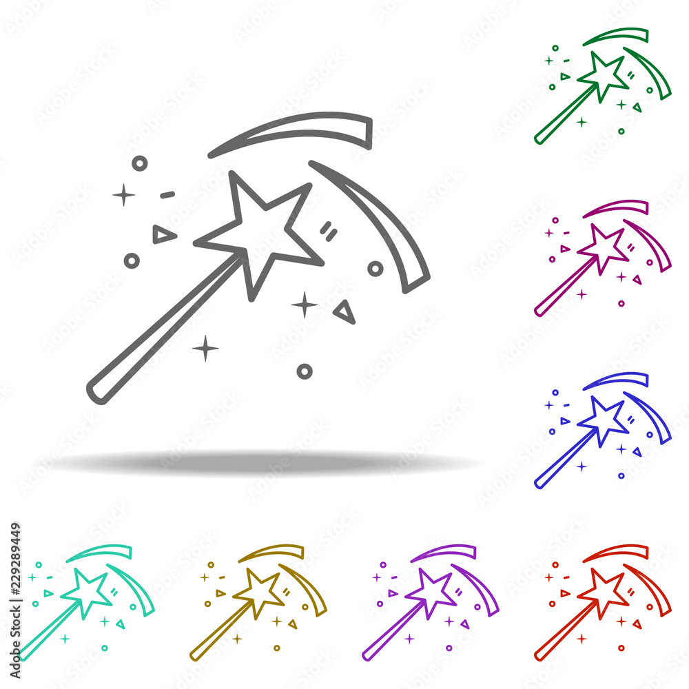 Poster magic wand dusk icon. elements of birthday in multi color style icons. simple icon for websites, web