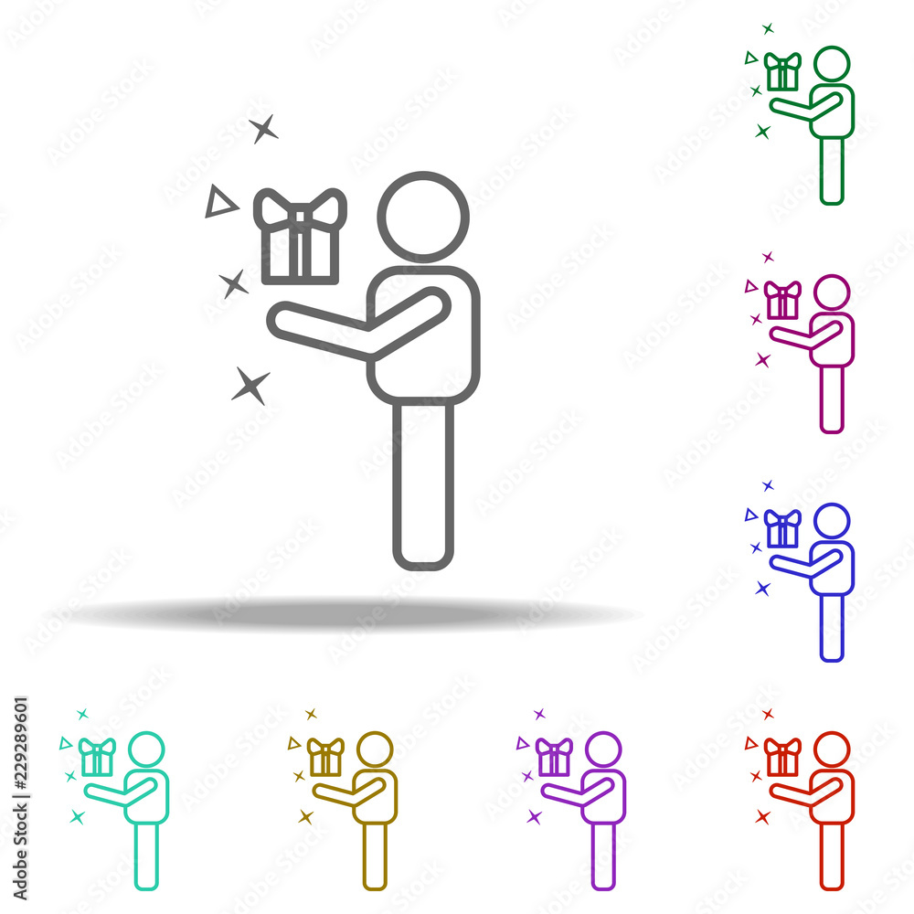 Poster give gift dusk icon. elements of birthday in multi color style icons. simple icon for websites, web 