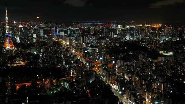 Time lapse view at Tokyo city with Tokyo Tower in japan