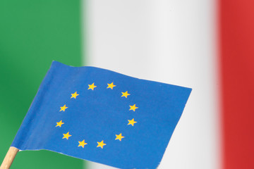 Flagge von Italien und der Europäischen Union EU - obrazy, fototapety, plakaty