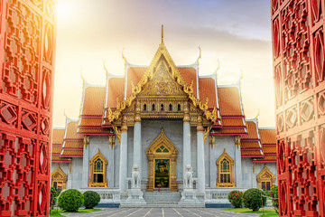 Marble Temple of Bangkok, Thailand. The famous marble temple Benchamabophit.