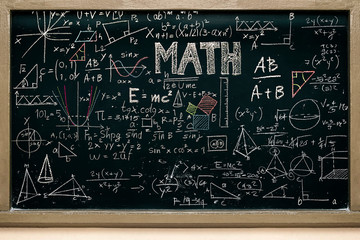 Blackboard with mathematical content,  To stimulate teachin.