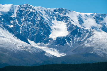 Mountains covered with snow. Northern Chuysky Range, Altai, Russia