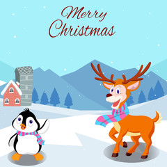 Penguin and Raindeer Wearing Scraft