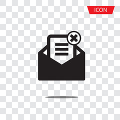 Delete email icon vector isolated on white background.