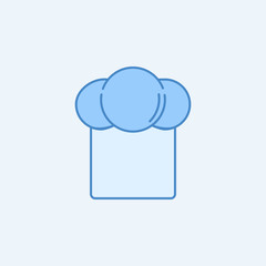 Chef hat 2 colored line icon. Simple blue and white element illustration. Chef hat concept outline symbol design from kitchen set