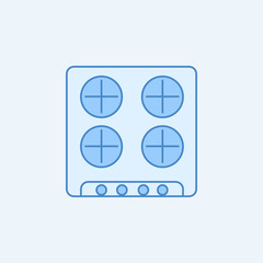 gas stove 2 colored line icon. Simple blue and white element illustration. gas stove concept outline symbol design from kitchen set