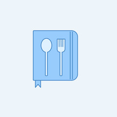 spoon with a fork 2 colored line icon. Simple blue and white element illustration. spoon with a fork concept outline symbol design from kitchen set