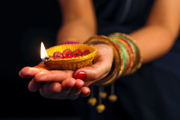 Indian Festival diwali , Lamp in hand
