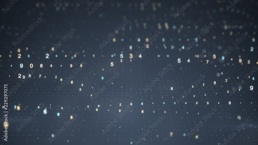 Poster digital code waves 3d rendering