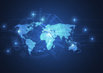 Naklejka premium Global network connection. World map point and line composition concept of global business. Vector Illustration