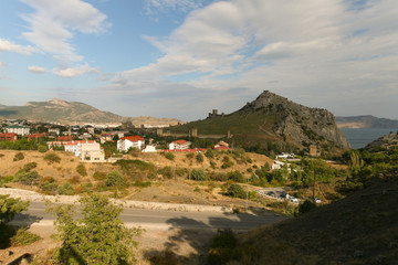 Fototapeta na wymiar View of Sudak city, Crimea.