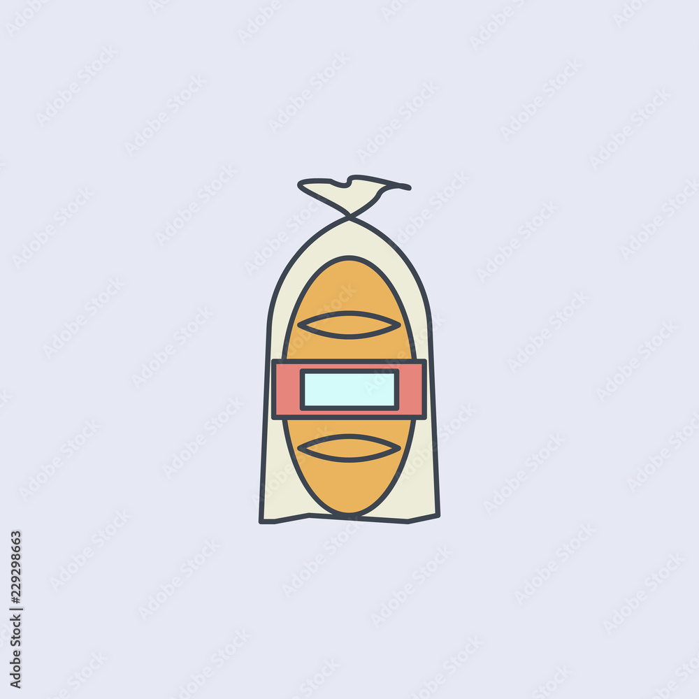 Poster loaf of bread in the package colored outline icon. one of the collection icons for websites, web des