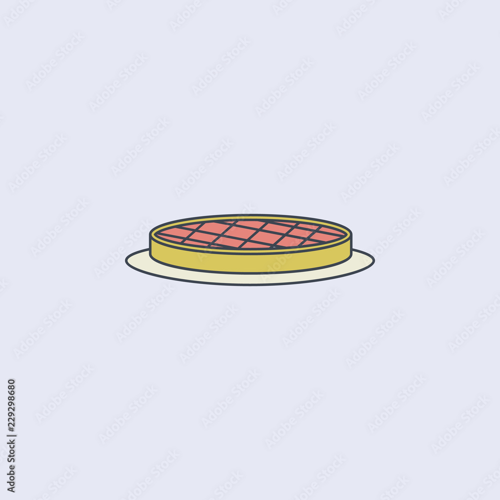 Poster pie in a tray colored outline icon. one of the collection icons for websites, web design, mobile app