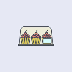 cake in a glass on sale colored outline icon. One of the collection icons for websites, web design, mobile app