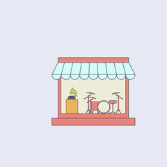 shop selling musical instruments colored outline icon. One of the collection icons for websites, web design, mobile app