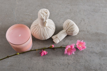 thai massage compress balls and massage flower setting