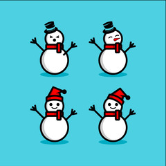 snowman vector set. winter illustration