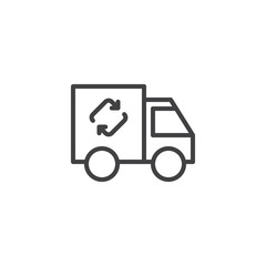 Recycling truck outline icon. linear style sign for mobile concept and web design. Ecology simple line vector icon. Symbol, logo illustration. Pixel perfect vector graphics