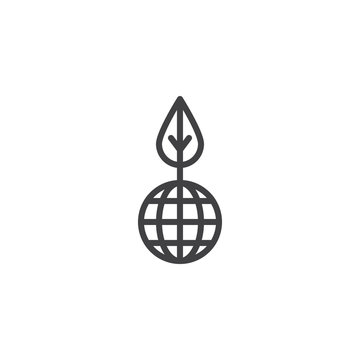 World environment leaf outline icon. linear style sign for mobile concept and web design. Ecology simple line vector icon. Symbol, logo illustration. Pixel perfect vector graphics