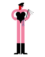 Mistress BDSM woman. Corset and whip. Madame Sexual Dominance. Sadism and masochism sex life. Vector illustration