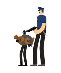 Cop and Robber Detention. Policeman and burglar arrest. Officer Police and mugger and money bag. Vector illustration