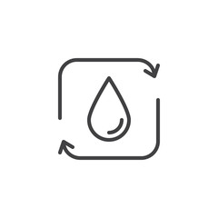 Water Recycle outline icon. linear style sign for mobile concept and web design. Water drop recycling arrows simple line vector icon. Symbol, logo illustration. Pixel perfect vector graphics