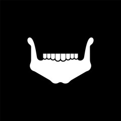 Mandible Lower jaw bone. Skeleton anatomy human. Skeletal system cross section. vector illustration