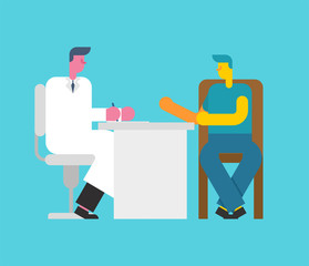 Doctor and guy. Reception doc man. Medical office. health insurance