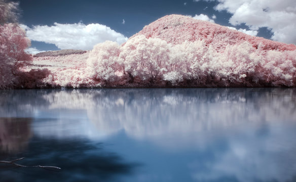 Surreal lake in infrared light