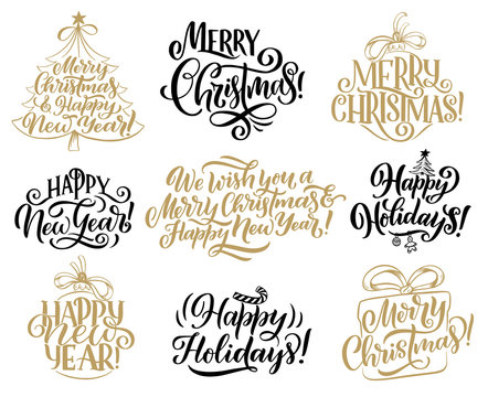 Christmas, New Year holidays lettering quotes
