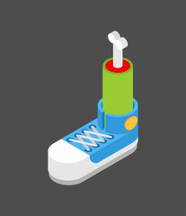 Zombie foot sneakers Bone and leg. Vector illustration
