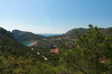 Fototapeta na wymiar View of the village of Noviy Svet, Crimea.